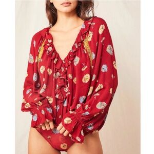 Intimately free people poppy floral bodysuit NWOT size M